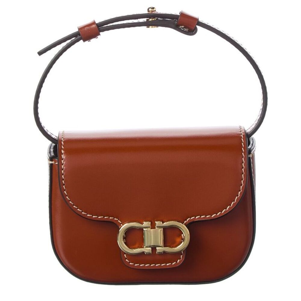 Ferragamo Gancini Leather Keychain, Brown